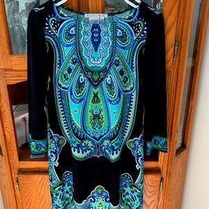 Maggie London 3/4 Sleeve Paisley Midi Dress